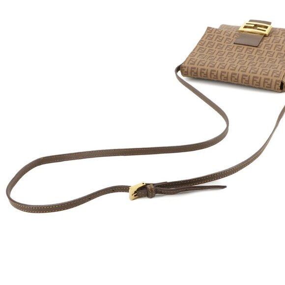 FENDI Zucchino Shoulder Bag PVC Leather Brown 8BT075 90285401 - Picture 6 of 11